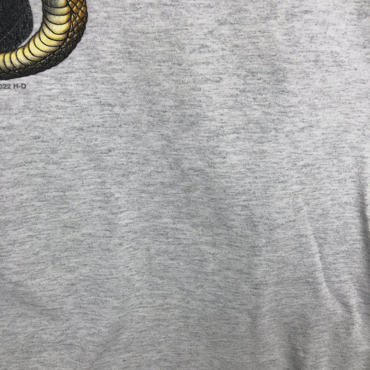 Harley-Davidson Skull Pattern Snake Pattern Python Pattern Motorcycle Long-Sleeve T-Shirt (Men's XL equivalent) unclear gray type Vintage Second Hand