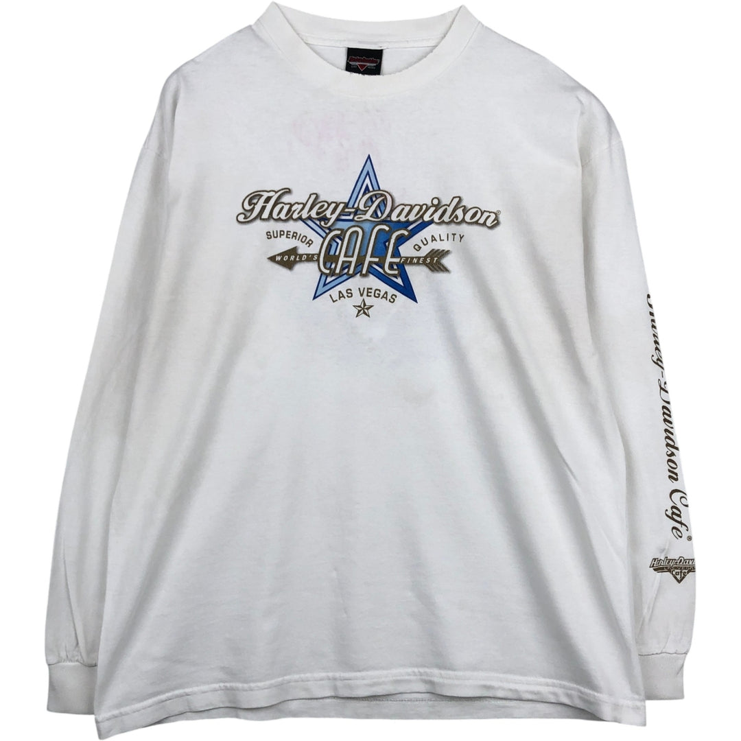 Harley-Davidson Motorcycle Long Sleeve T-Shirt, Men's Size L cotton white type Vintage Second Hand
