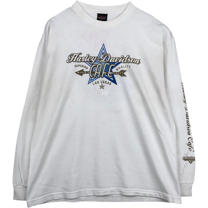 Harley-Davidson Motorcycle Long Sleeve T-Shirt, Men's Size L cotton white type Vintage Second Hand