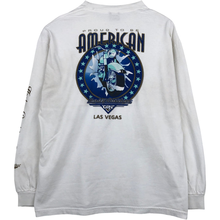 Harley-Davidson Motorcycle Long Sleeve T-Shirt, Men's Size L cotton white type Vintage Second Hand