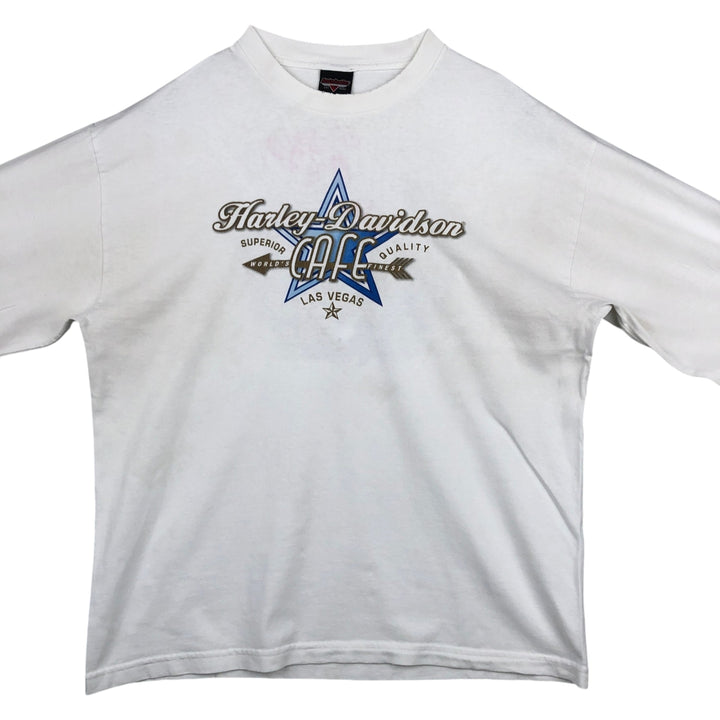 Harley-Davidson Motorcycle Long Sleeve T-Shirt, Men's Size L cotton white type Vintage Second Hand