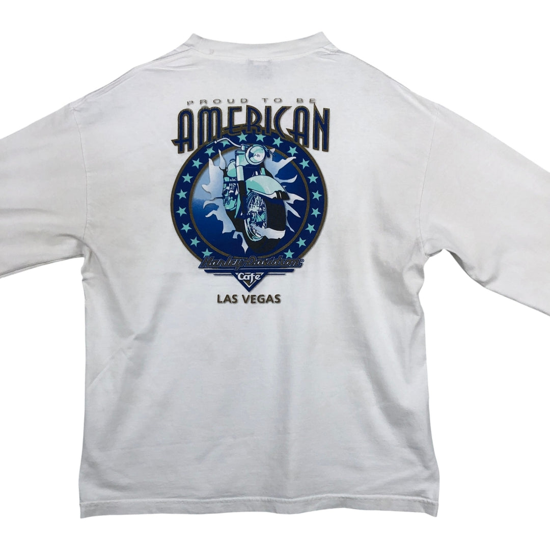 Harley-Davidson Motorcycle Long Sleeve T-Shirt, Men's Size L cotton white type Vintage Second Hand