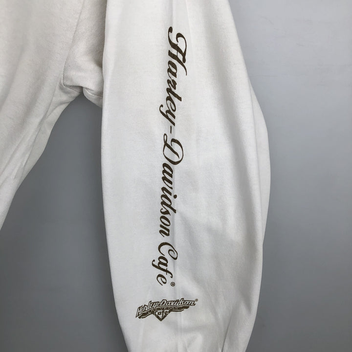 Harley-Davidson Motorcycle Long Sleeve T-Shirt, Men's Size L cotton white type Vintage Second Hand
