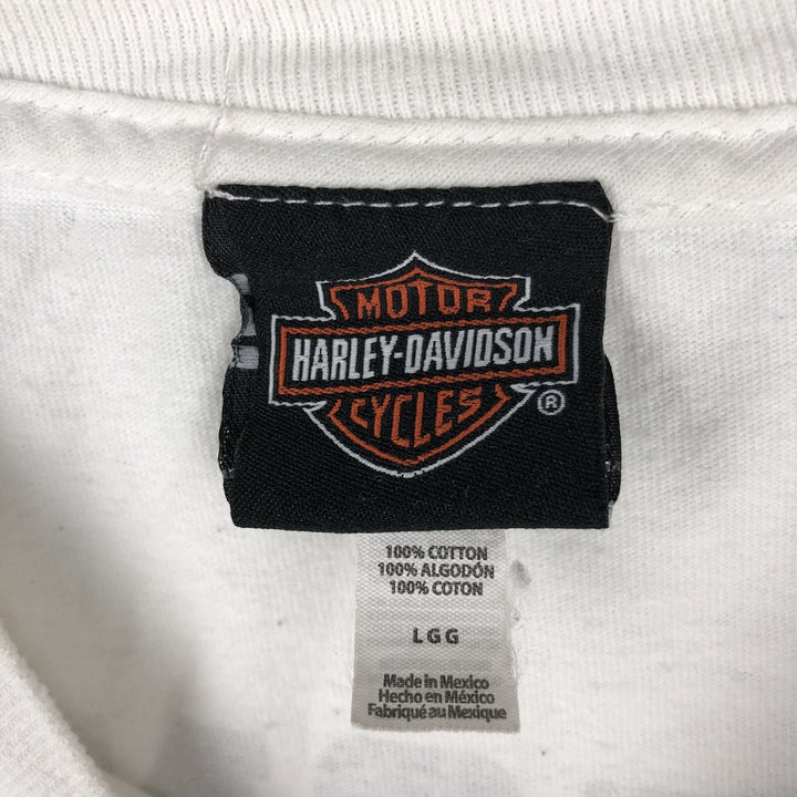 Harley-Davidson Skull Pattern Long T-shirt, Men's L size cotton white type Vintage Second Hand