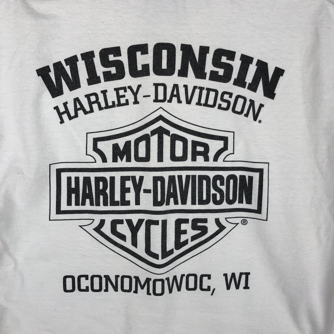 Harley-Davidson Skull Pattern Long T-shirt, Men's L size cotton white type Vintage Second Hand