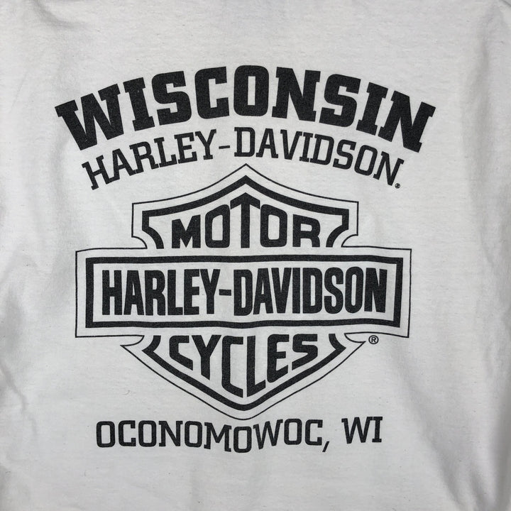Harley-Davidson Skull Pattern Long T-shirt, Men's L size cotton white type Vintage Second Hand