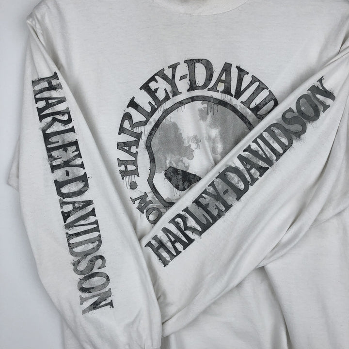 Harley-Davidson Skull Pattern Long T-shirt, Men's L size cotton white type Vintage Second Hand