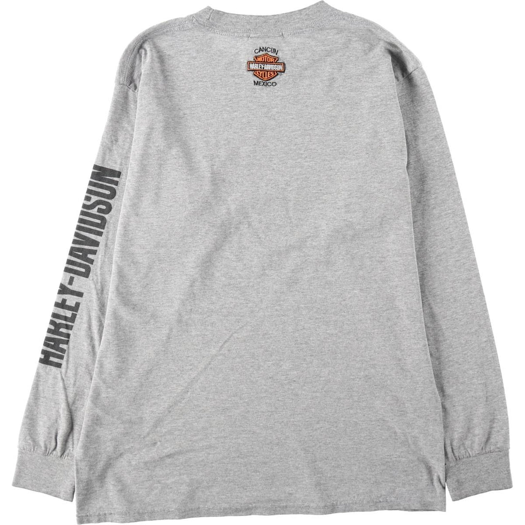 Harley-Davidson Motorcycle Long Sleeve T-Shirt, Men's Size Medium cotton gray type Vintage Second Hand