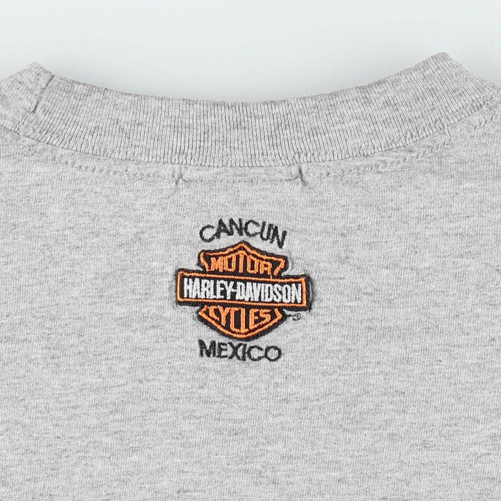 Harley-Davidson Motorcycle Long Sleeve T-Shirt, Men's Size Medium cotton gray type Vintage Second Hand