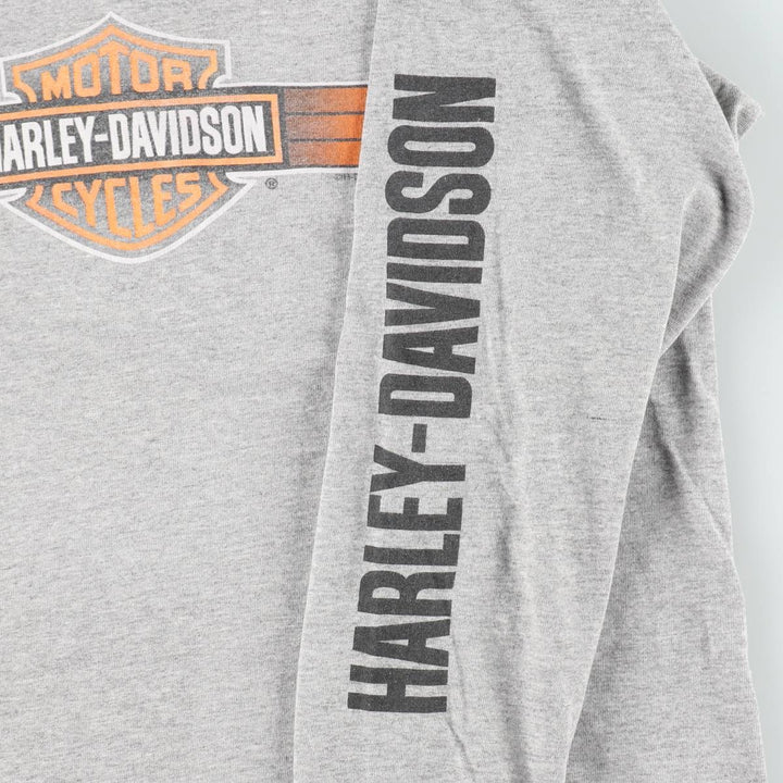 Harley-Davidson Motorcycle Long Sleeve T-Shirt, Men's Size Medium cotton gray type Vintage Second Hand
