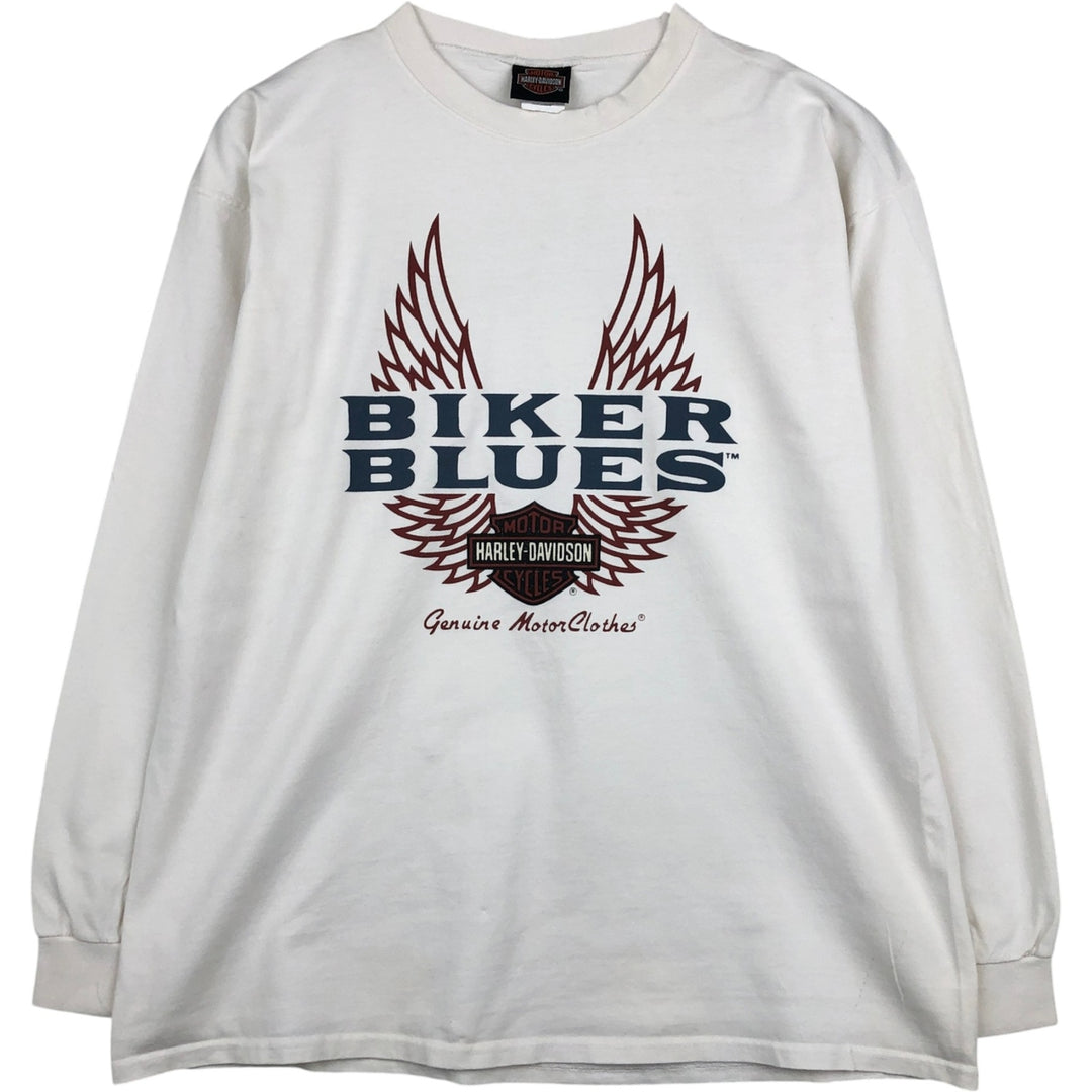 Harley-Davidson Motorcycle Long Sleeve T-Shirt, Men's Size L cotton white type Vintage Second Hand