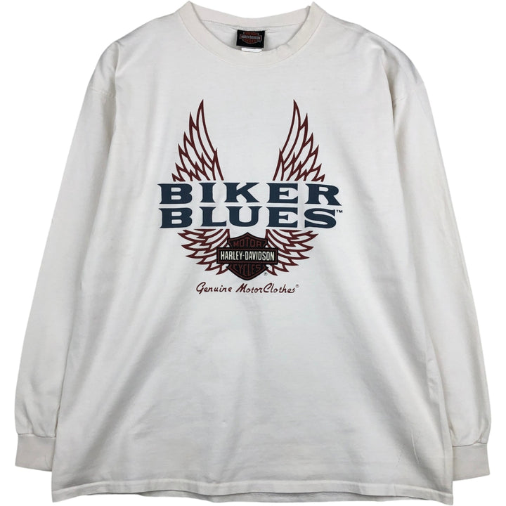 Harley-Davidson Motorcycle Long Sleeve T-Shirt, Men's Size L cotton white type Vintage Second Hand