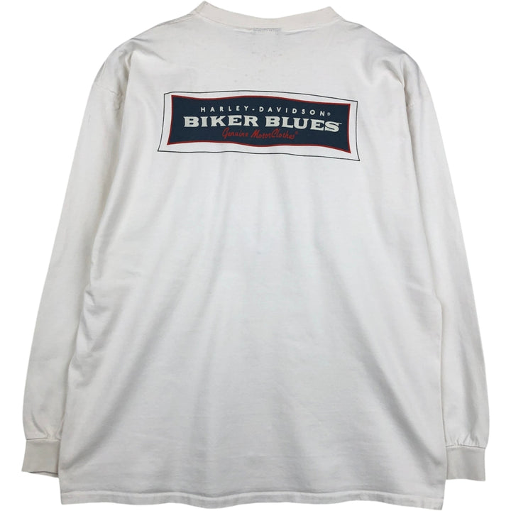 Harley-Davidson Motorcycle Long Sleeve T-Shirt, Men's Size L cotton white type Vintage Second Hand
