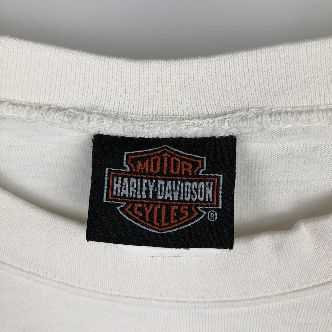 Harley-Davidson Motorcycle Long Sleeve T-Shirt, Men's Size L cotton white type Vintage Second Hand