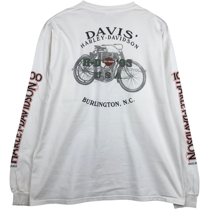 2000'S Harley-Davidson Motorcycle Eagle Pattern Long-Sleeve T-Shirt (Men's XL equivalent) cotton white type Vintage Second Hand