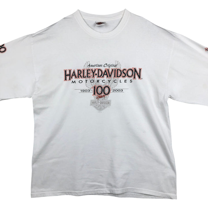 2000'S Harley-Davidson Motorcycle Eagle Pattern Long-Sleeve T-Shirt (Men's XL equivalent) cotton white type Vintage Second Hand