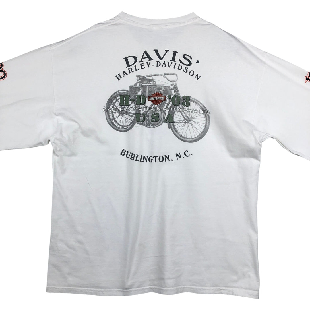 2000'S Harley-Davidson Motorcycle Eagle Pattern Long-Sleeve T-Shirt (Men's XL equivalent) cotton white type Vintage Second Hand