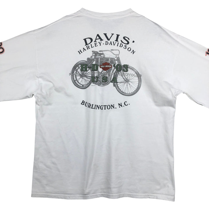 2000'S Harley-Davidson Motorcycle Eagle Pattern Long-Sleeve T-Shirt (Men's XL equivalent) cotton white type Vintage Second Hand