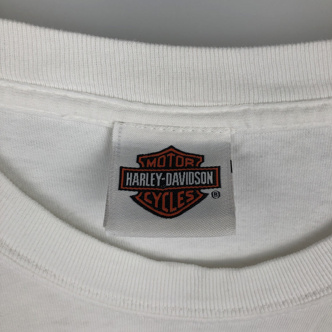 2000'S Harley-Davidson Motorcycle Eagle Pattern Long-Sleeve T-Shirt (Men's XL equivalent) cotton white type Vintage Second Hand