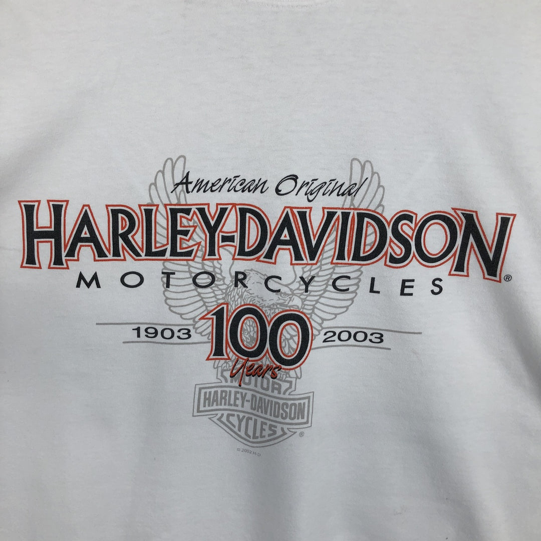 2000'S Harley-Davidson Motorcycle Eagle Pattern Long-Sleeve T-Shirt (Men's XL equivalent) cotton white type Vintage Second Hand