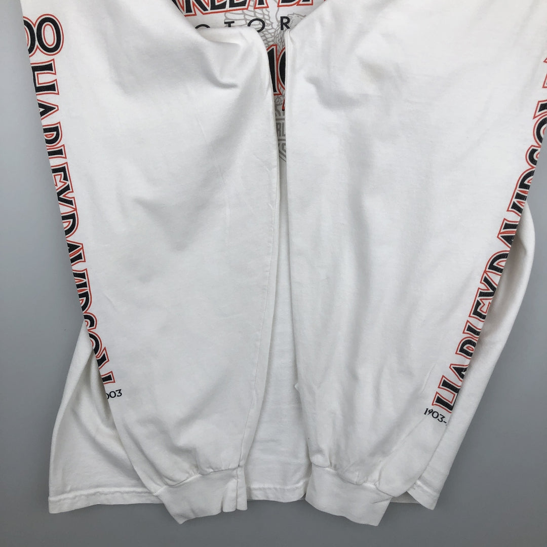 2000'S Harley-Davidson Motorcycle Eagle Pattern Long-Sleeve T-Shirt (Men's XL equivalent) cotton white type Vintage Second Hand