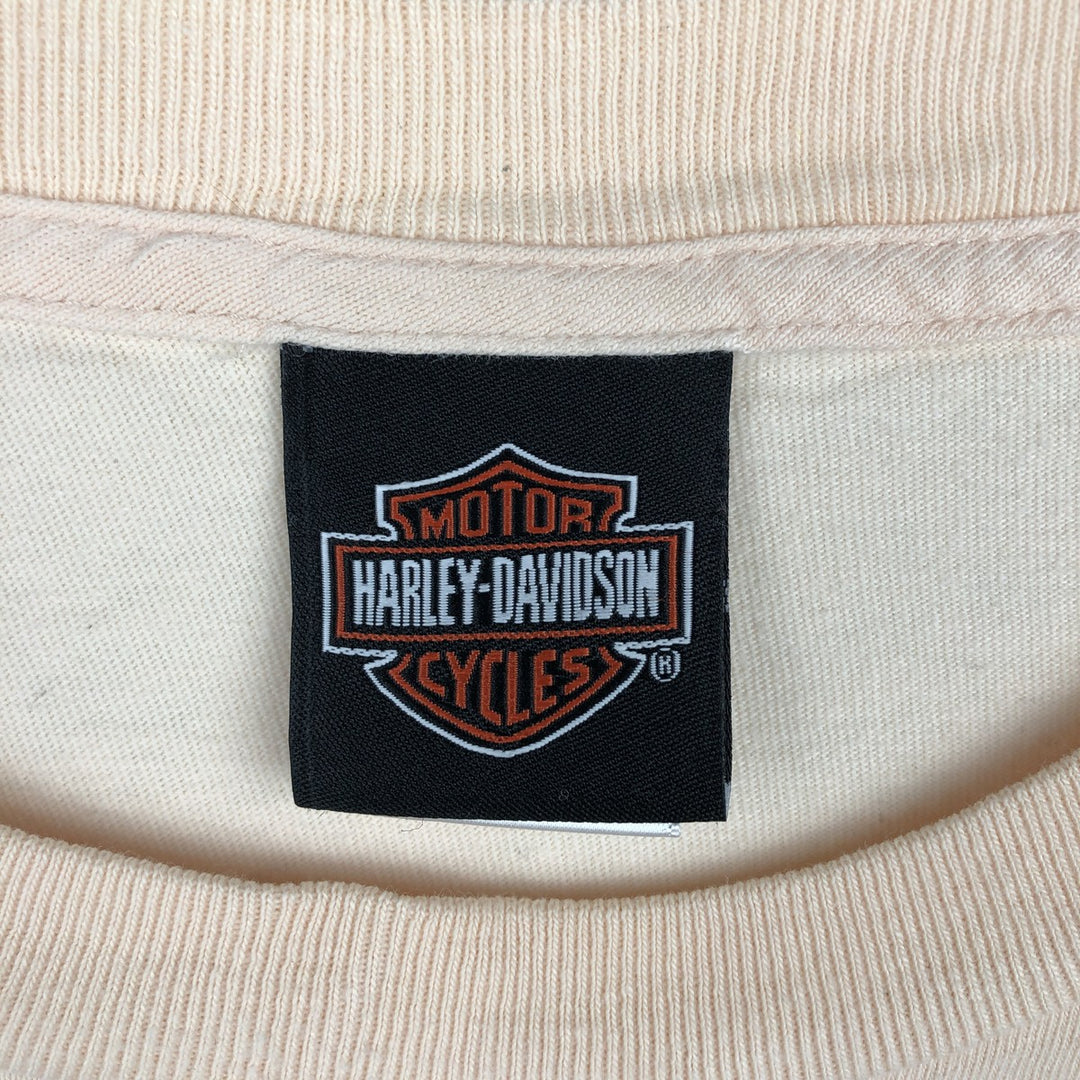 2000'S Harley-Davidson Fire Pattern Motorcycle Long-Sleeve T-Shirt, Made in USA, Men's Size XL (approx.) cotton orange type Vintage Second Hand