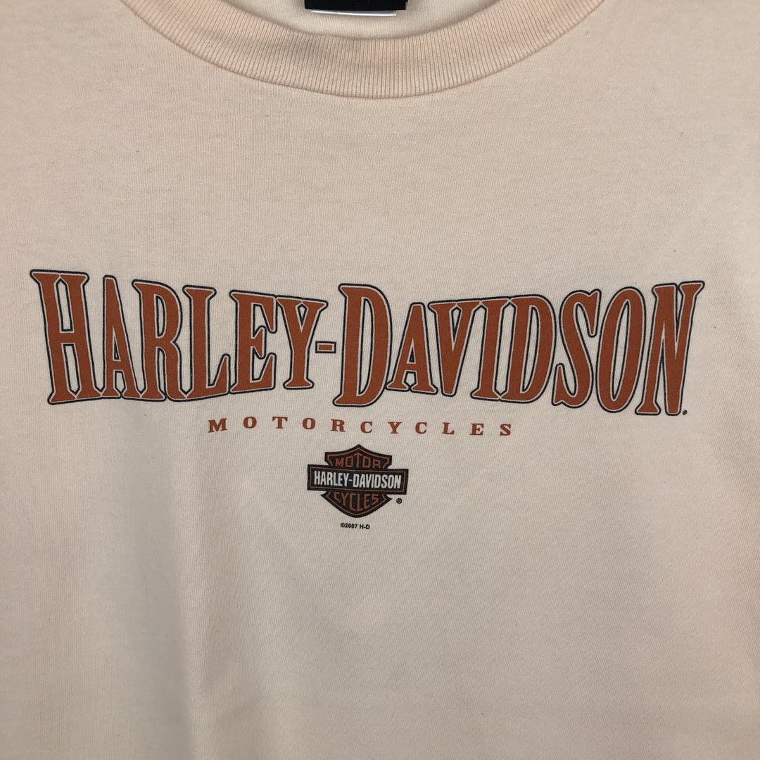 2000'S Harley-Davidson Fire Pattern Motorcycle Long-Sleeve T-Shirt, Made in USA, Men's Size XL (approx.) cotton orange type Vintage Second Hand