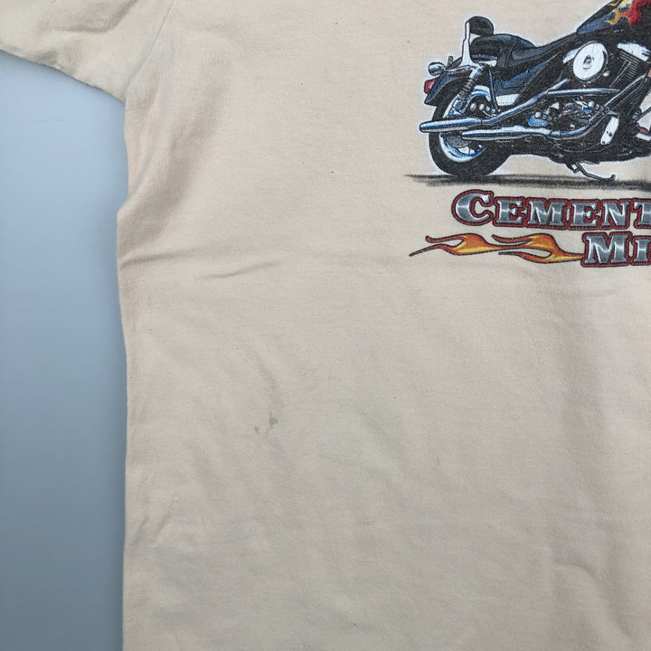 2000'S Harley-Davidson Fire Pattern Motorcycle Long-Sleeve T-Shirt, Made in USA, Men's Size XL (approx.) cotton orange type Vintage Second Hand