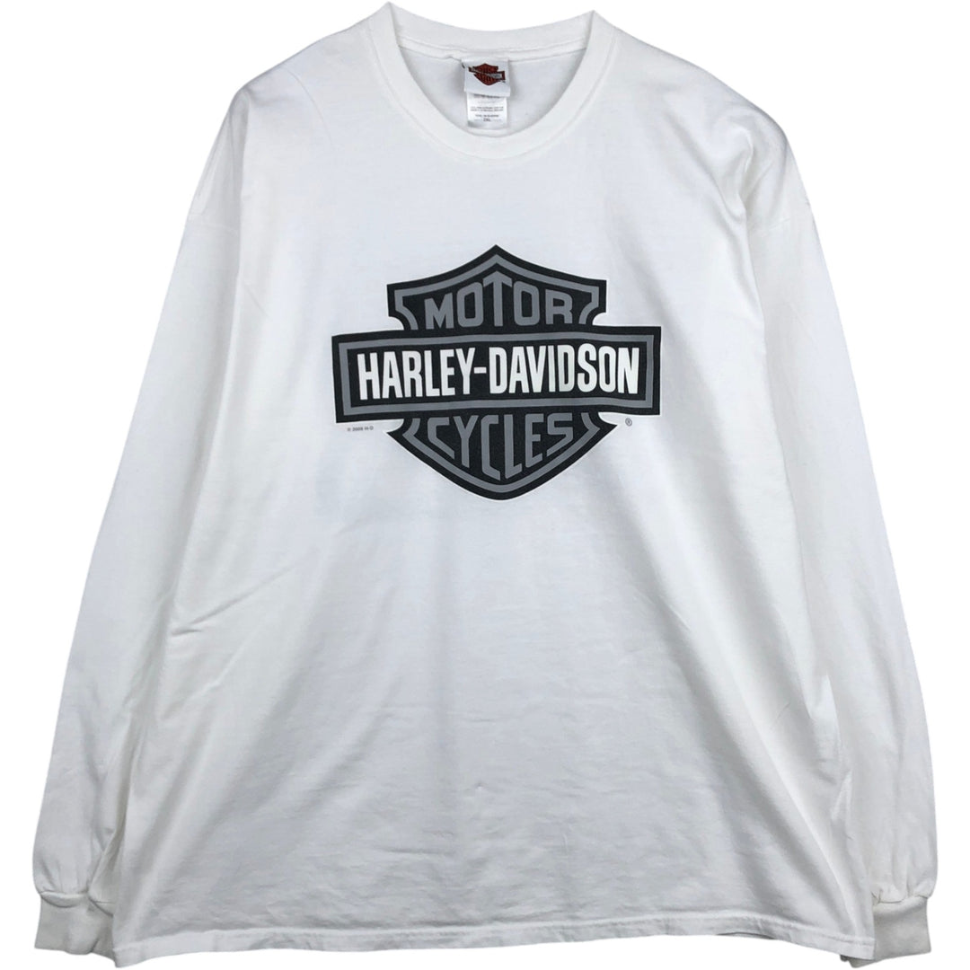 2000'S Harley-Davidson Motorcycle Long-Sleeve T-Shirt (Men's XXL equivalent) cotton white type Vintage Second Hand