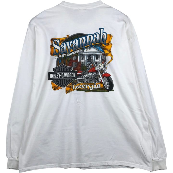 2000'S Harley-Davidson Motorcycle Long-Sleeve T-Shirt (Men's XXL equivalent) cotton white type Vintage Second Hand