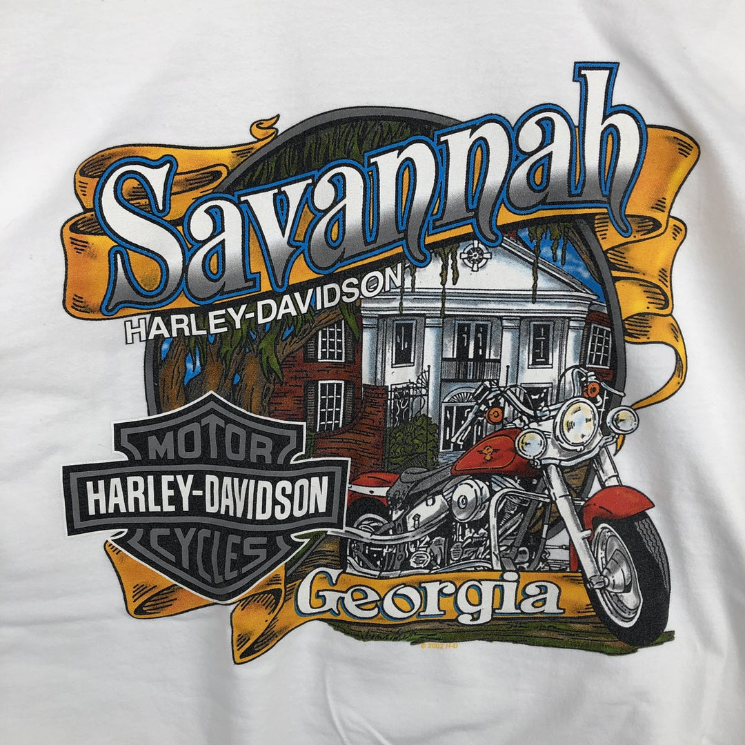 2000'S Harley-Davidson Motorcycle Long-Sleeve T-Shirt (Men's XXL equivalent) cotton white type Vintage Second Hand