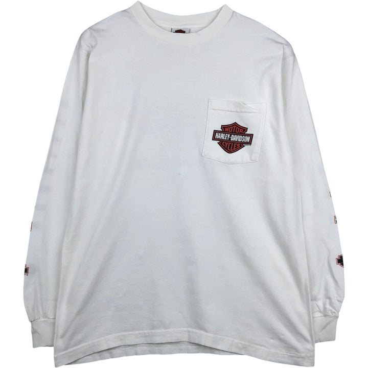 2000'S Harley-Davidson Motorcycle Long Sleeve T-Shirt, Men's Size L unclear white type Vintage Second Hand