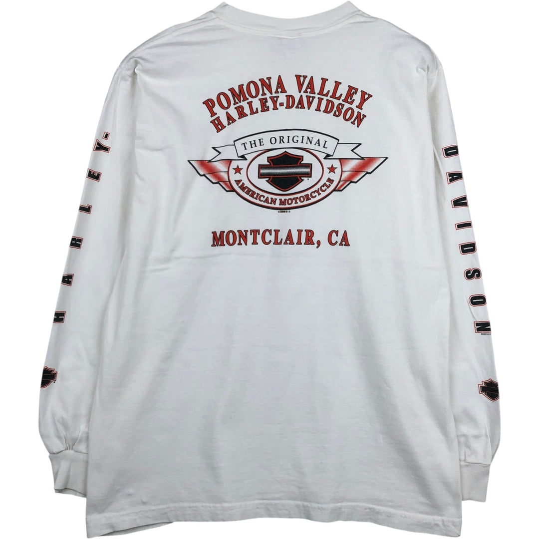 2000'S Harley-Davidson Motorcycle Long Sleeve T-Shirt, Men's Size L unclear white type Vintage Second Hand
