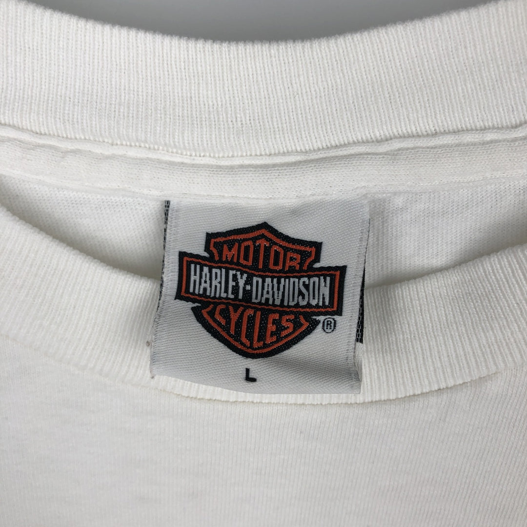 2000'S Harley-Davidson Motorcycle Long Sleeve T-Shirt, Men's Size L unclear white type Vintage Second Hand