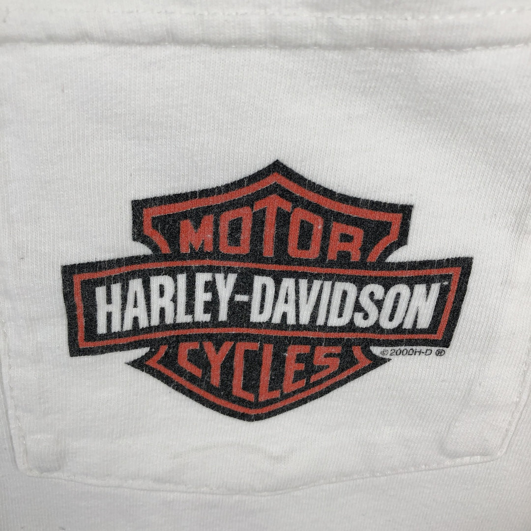 2000'S Harley-Davidson Motorcycle Long Sleeve T-Shirt, Men's Size L unclear white type Vintage Second Hand