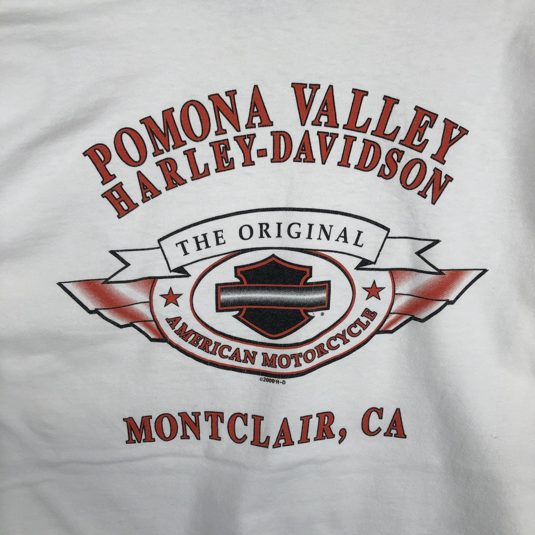 2000'S Harley-Davidson Motorcycle Long Sleeve T-Shirt, Men's Size L unclear white type Vintage Second Hand