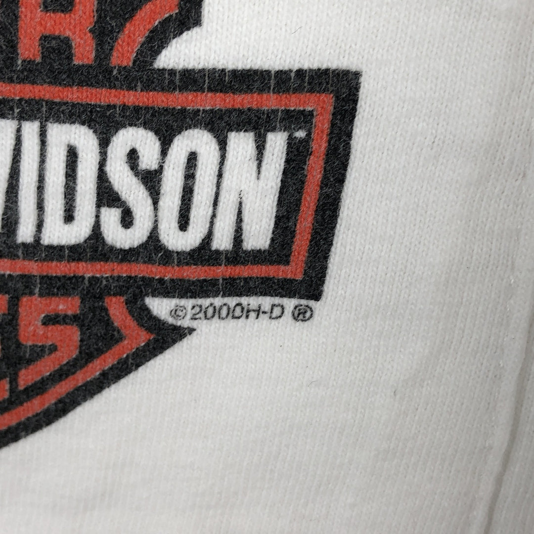 2000'S Harley-Davidson Motorcycle Long Sleeve T-Shirt, Men's Size L unclear white type Vintage Second Hand