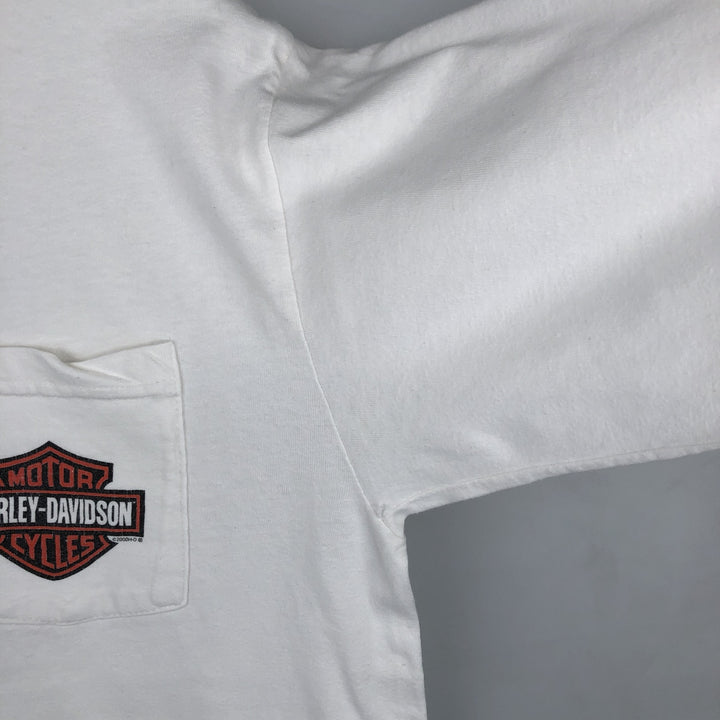 2000'S Harley-Davidson Motorcycle Long Sleeve T-Shirt, Men's Size L unclear white type Vintage Second Hand