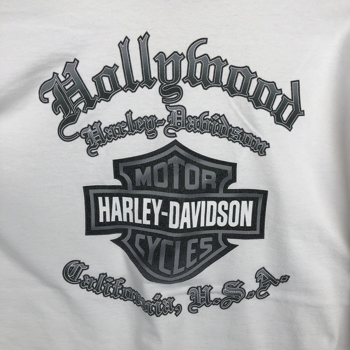 2000'S Harley-Davidson Skull Pattern Fire Pattern Motorcycle Long-Sleeve T-Shirt (Men's XL equivalent) cotton white type Vintage Second Hand