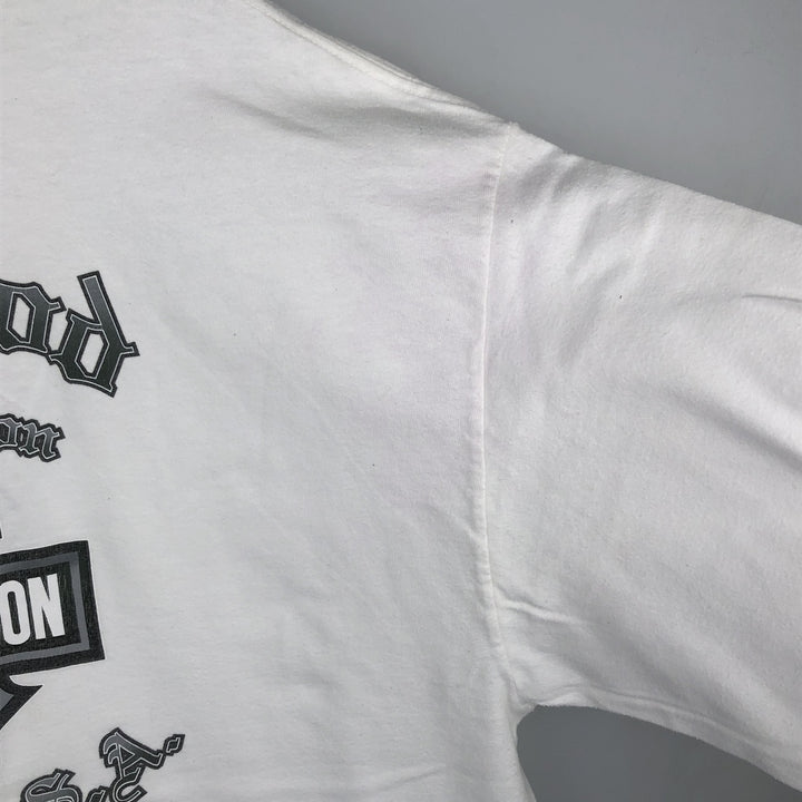 2000'S Harley-Davidson Skull Pattern Fire Pattern Motorcycle Long-Sleeve T-Shirt (Men's XL equivalent) cotton white type Vintage Second Hand