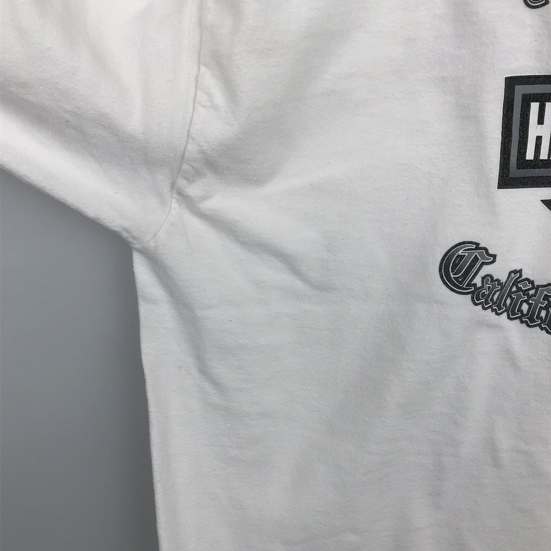 2000'S Harley-Davidson Skull Pattern Fire Pattern Motorcycle Long-Sleeve T-Shirt (Men's XL equivalent) cotton white type Vintage Second Hand