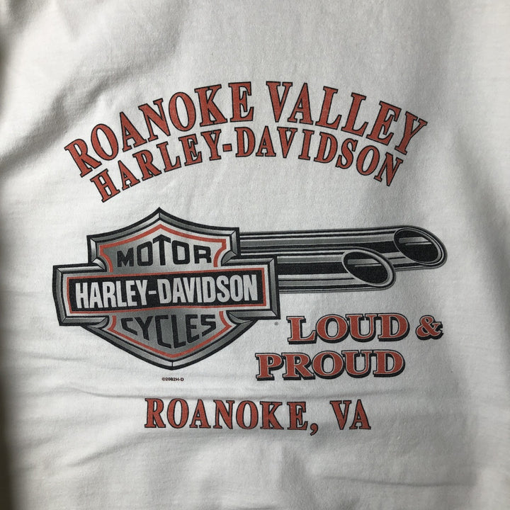 2000'S Harley-Davidson Tribal Motorcycle Long-Sleeve T-Shirt, Made in USA, Men's Size M (approx.) cotton white type Vintage Second Hand