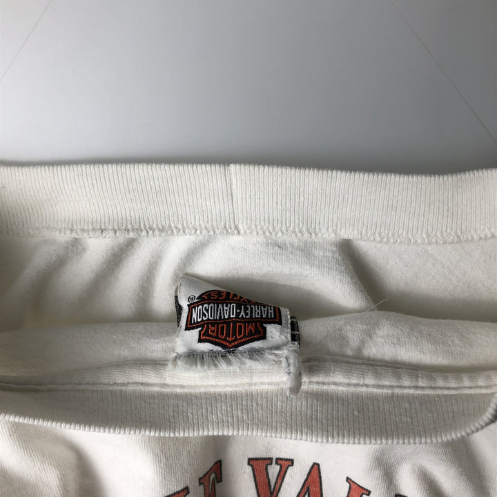 2000'S Harley-Davidson Tribal Motorcycle Long-Sleeve T-Shirt, Made in USA, Men's Size M (approx.) cotton white type Vintage Second Hand