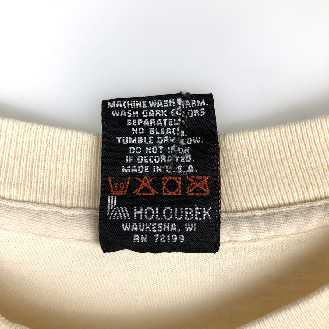 90'S Harley-Davidson Eagle Pattern Motorcycle Long-Sleeve T-Shirt, Made in USA, Men's Size L (approx.) cotton Beige type Vintage Second Hand