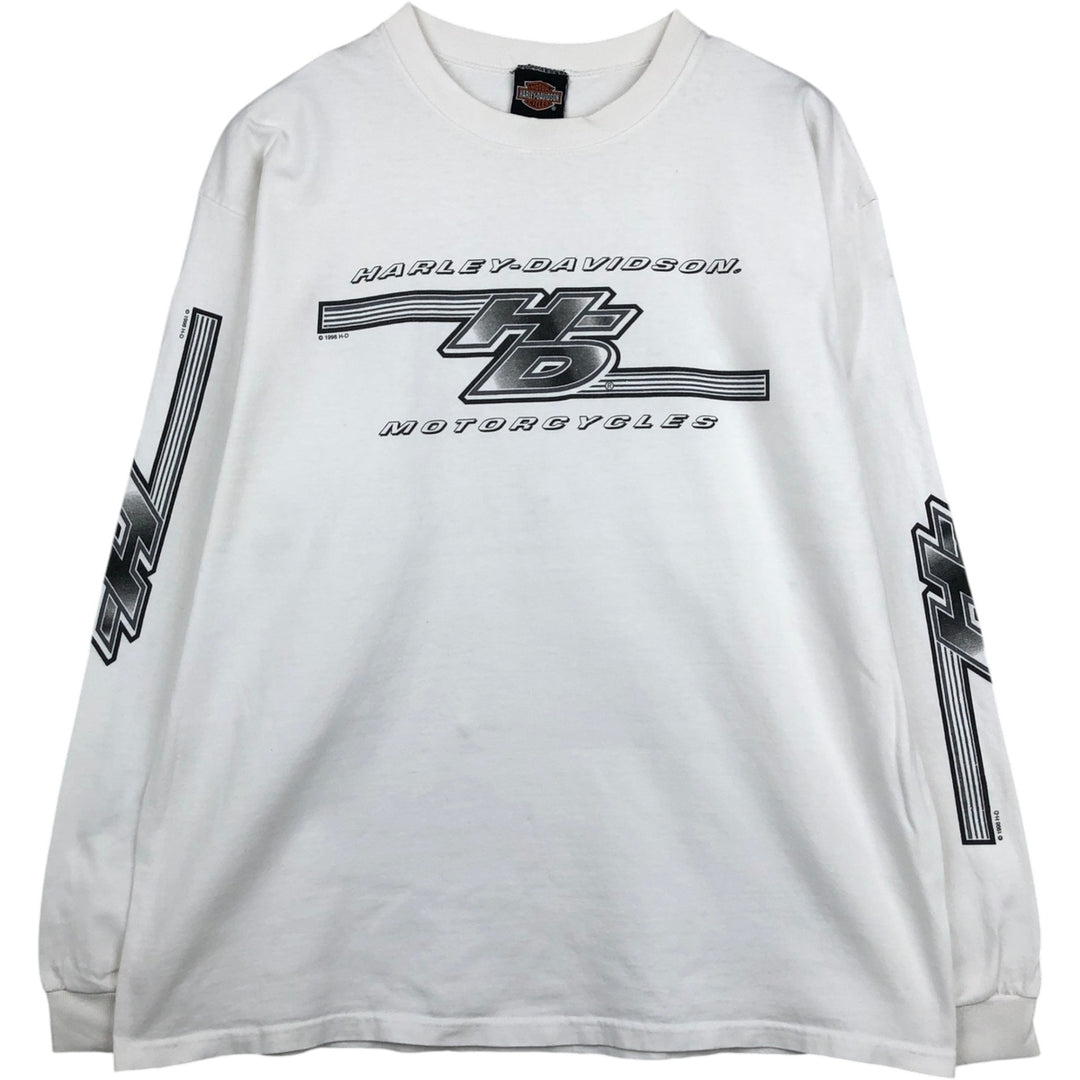 90'S Harley-Davidson Long-Sleeve T-Shirt, Men's Size XL (Equivalent), Vintage cotton white type Vintage Second Hand