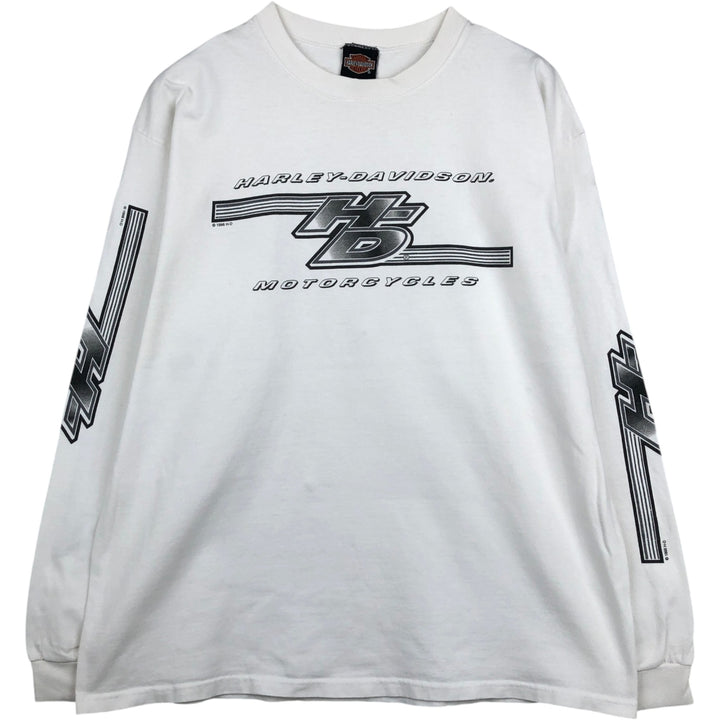 90'S Harley-Davidson Long-Sleeve T-Shirt, Men's Size XL (Equivalent), Vintage cotton white type Vintage Second Hand