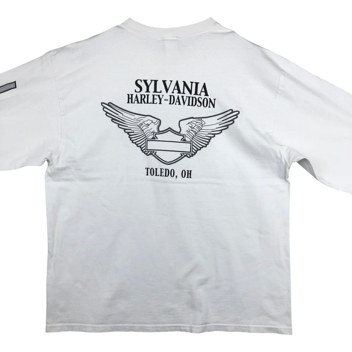 90'S Harley-Davidson Long-Sleeve T-Shirt, Men's Size XL (Equivalent), Vintage cotton white type Vintage Second Hand