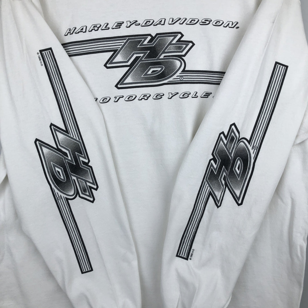 90'S Harley-Davidson Long-Sleeve T-Shirt, Men's Size XL (Equivalent), Vintage cotton white type Vintage Second Hand
