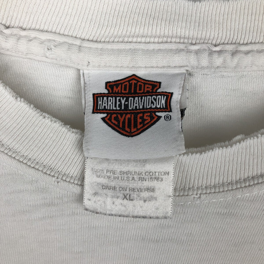 2000'S Harley-Davidson Fire Pattern Long Sleeve T-Shirt, Made in USA, Men's Size XL cotton white type Vintage Second Hand