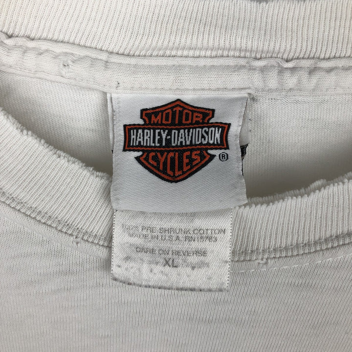 2000'S Harley-Davidson Fire Pattern Long Sleeve T-Shirt, Made in USA, Men's Size XL cotton white type Vintage Second Hand